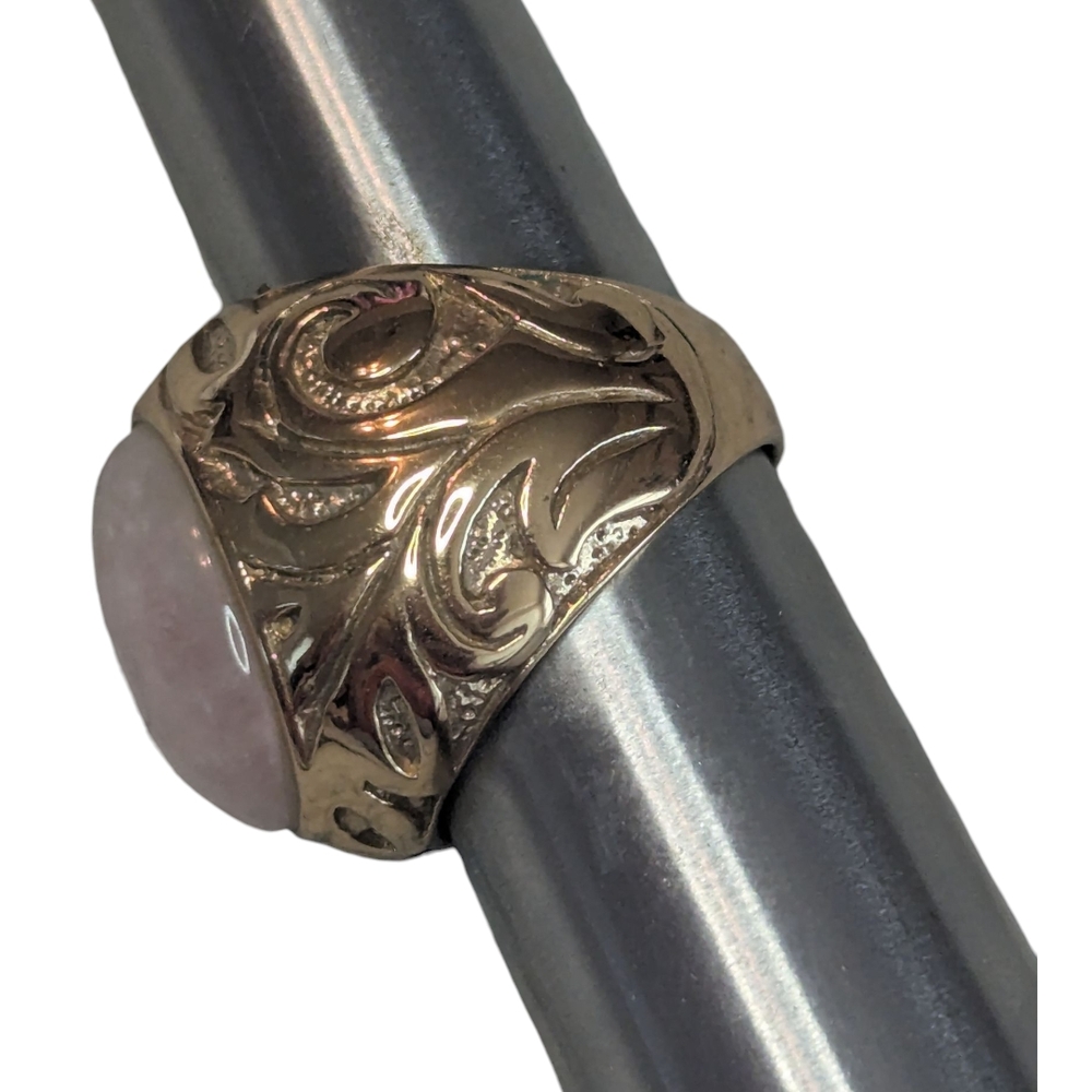 VTG SX Sally C Treasures Milky Rose Quartz Gold Tone Statement Ring Women's 7 - Picture 10 of 14